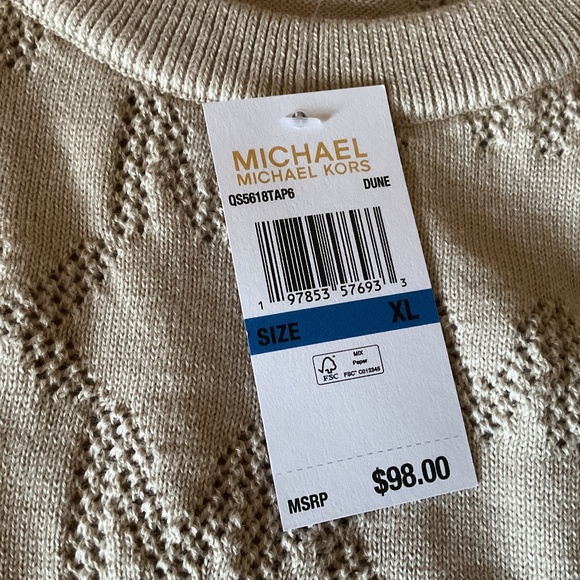 NWT MICHAEL KORS LOGO DESIGN KNEET DUNE WOMAN COTTON PULLOVER Size US XL - Picture 8 of 10